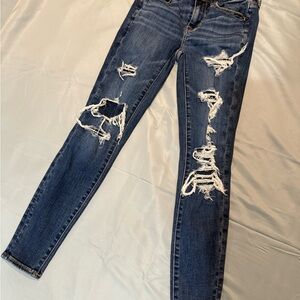 Distressed Blue Women's Jeans American Eagle 0 Short